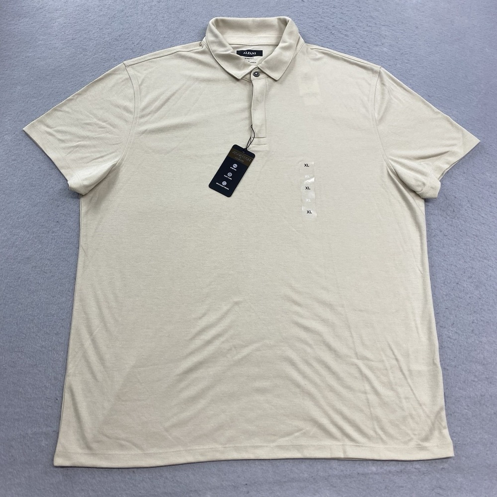 Alfani Polo Shirt Mens XL Beige Alfatech Short Sleeve Stretch Golf